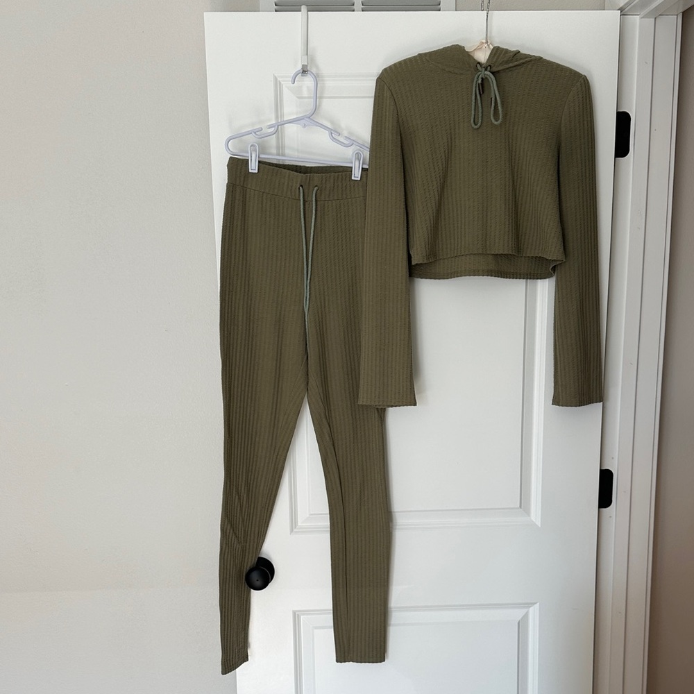Camila Coelho Olive Ribbed Knit Women's Set